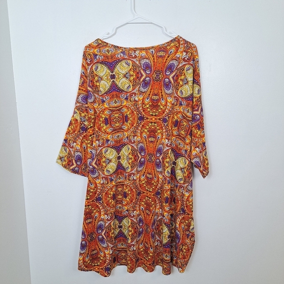 Lularoe Orange Yellow Geometric Stretchy Arsy Boho Avant Garde Shirt Size 3XL - Picture 2 of 5